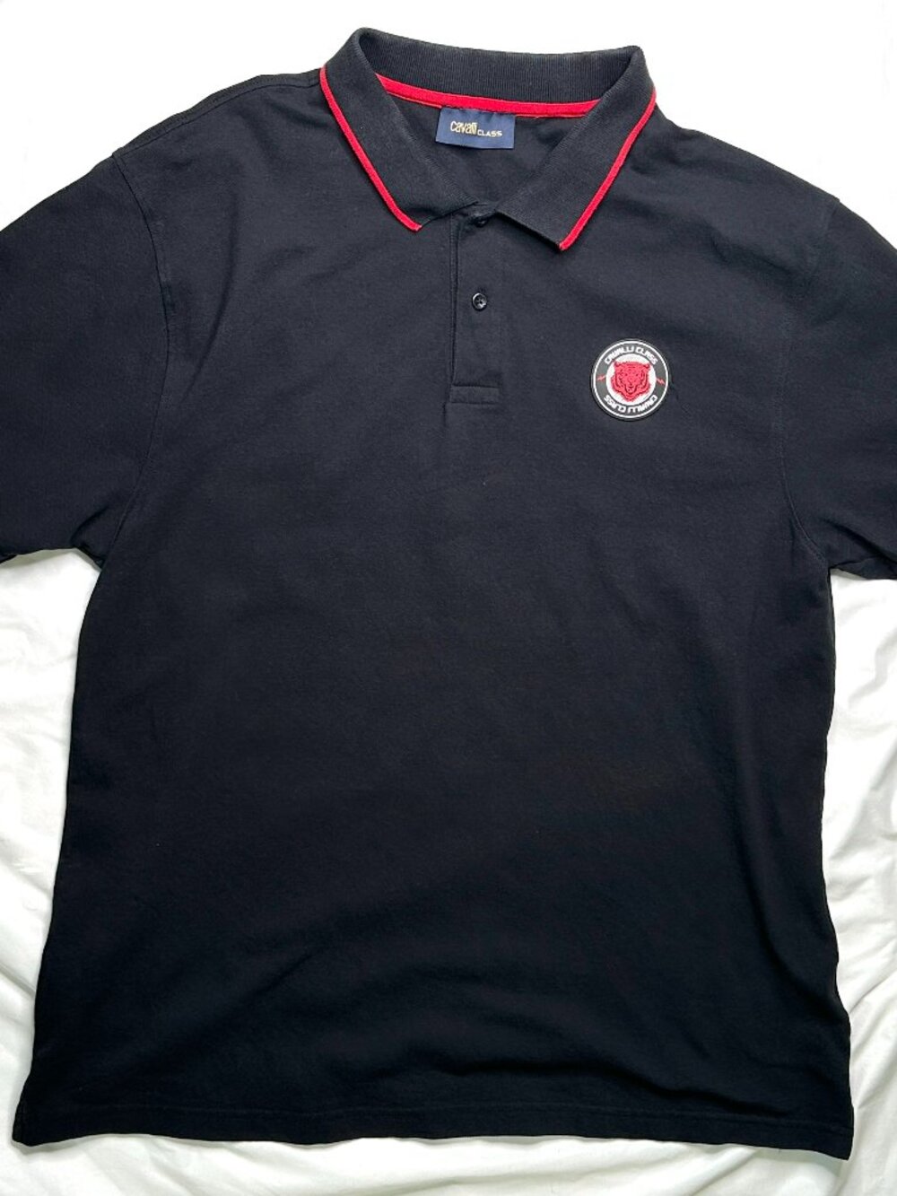 Roberto Cavalli Class Polo Shirt Mens XL Embroidered Logo Black